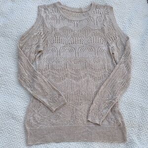 Spence Beige Patterned Knit Sweater Sz M